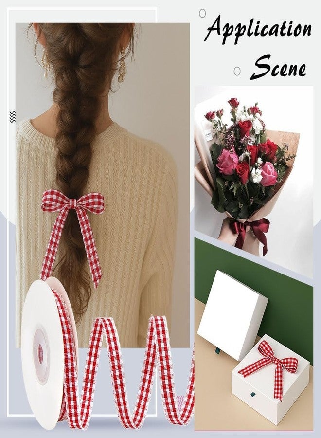 سكويشي لفتان من الشريط، شريط بنقشة مربعات غينغهام لتغليف الهدايا، والمشاريع اليدوية، وديكور المنزل، وإكسسوارات الشعر، وشرائط حمراء وزرقاء للأعمال الحرفية وباقات الزهور. - Image 3